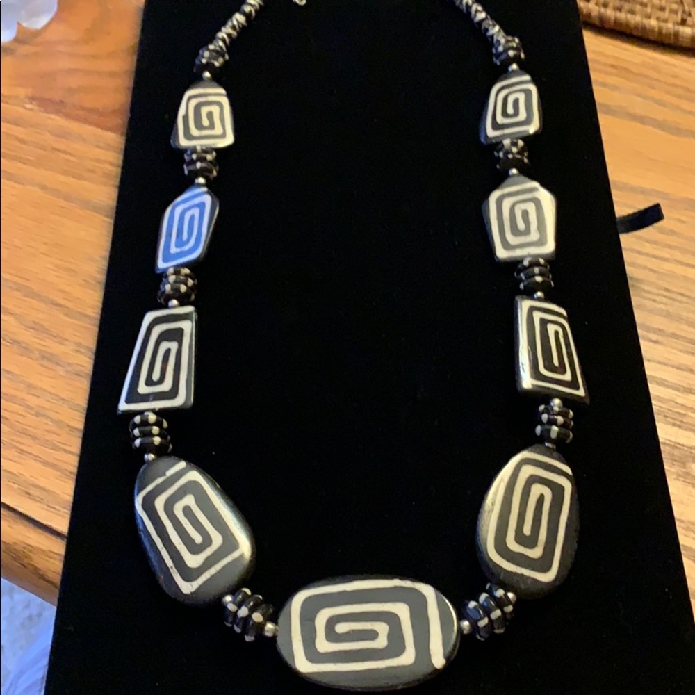 Black and white boho necklace